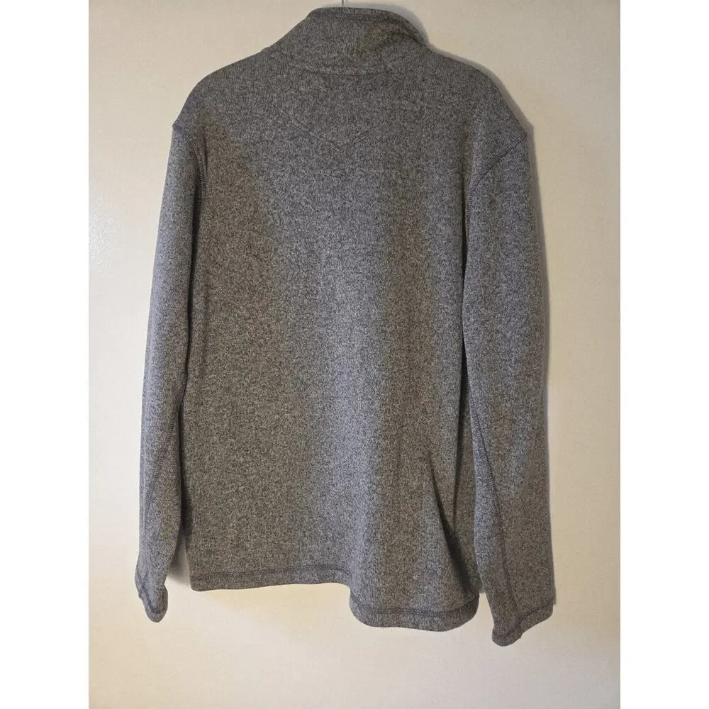 Eddie Bauer Mens L Pullover Fleece 1/4 Snap Gray & Rust Zip Pockets Gorpcore